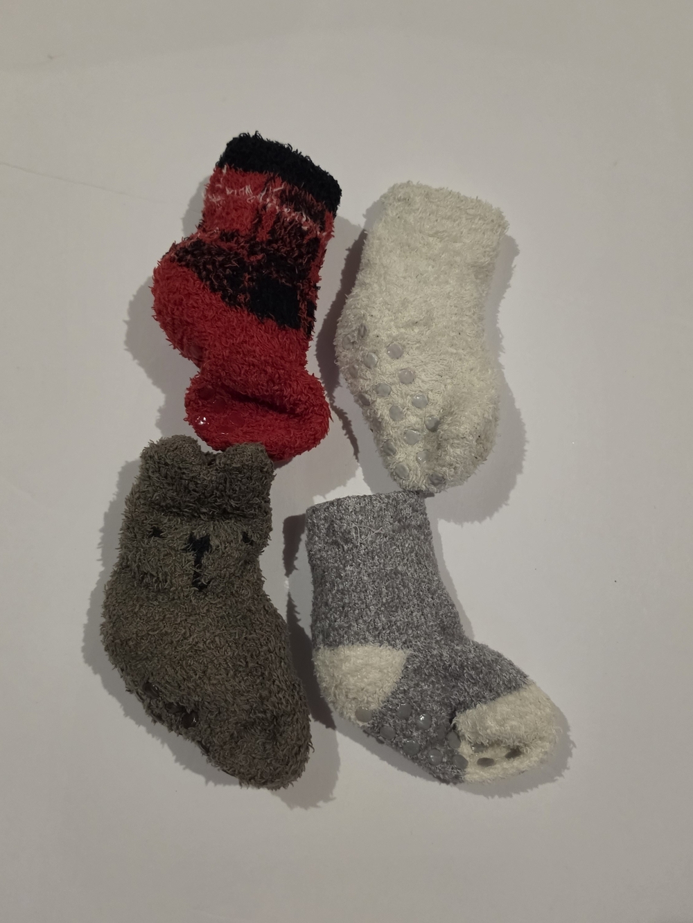 Cozy Plush Baby Winter Socks - Assorted Colors (Red, White, Gray, Brown) Size 6m